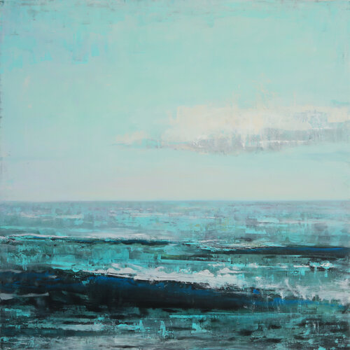 Teal Blue Ocean by Bo Kravchenko, Painting for Sale on Select