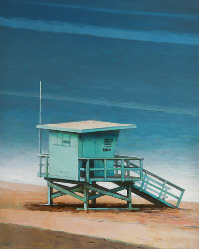 Turquoise Lifeguard Tower by Bo Kravchenko, Painting for Sale on Select