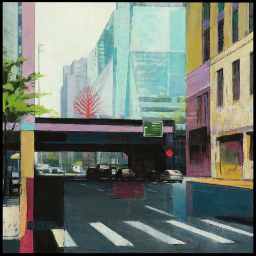Red Heartbeat of the City by Bo Kravchenko, Painting for Sale on Select