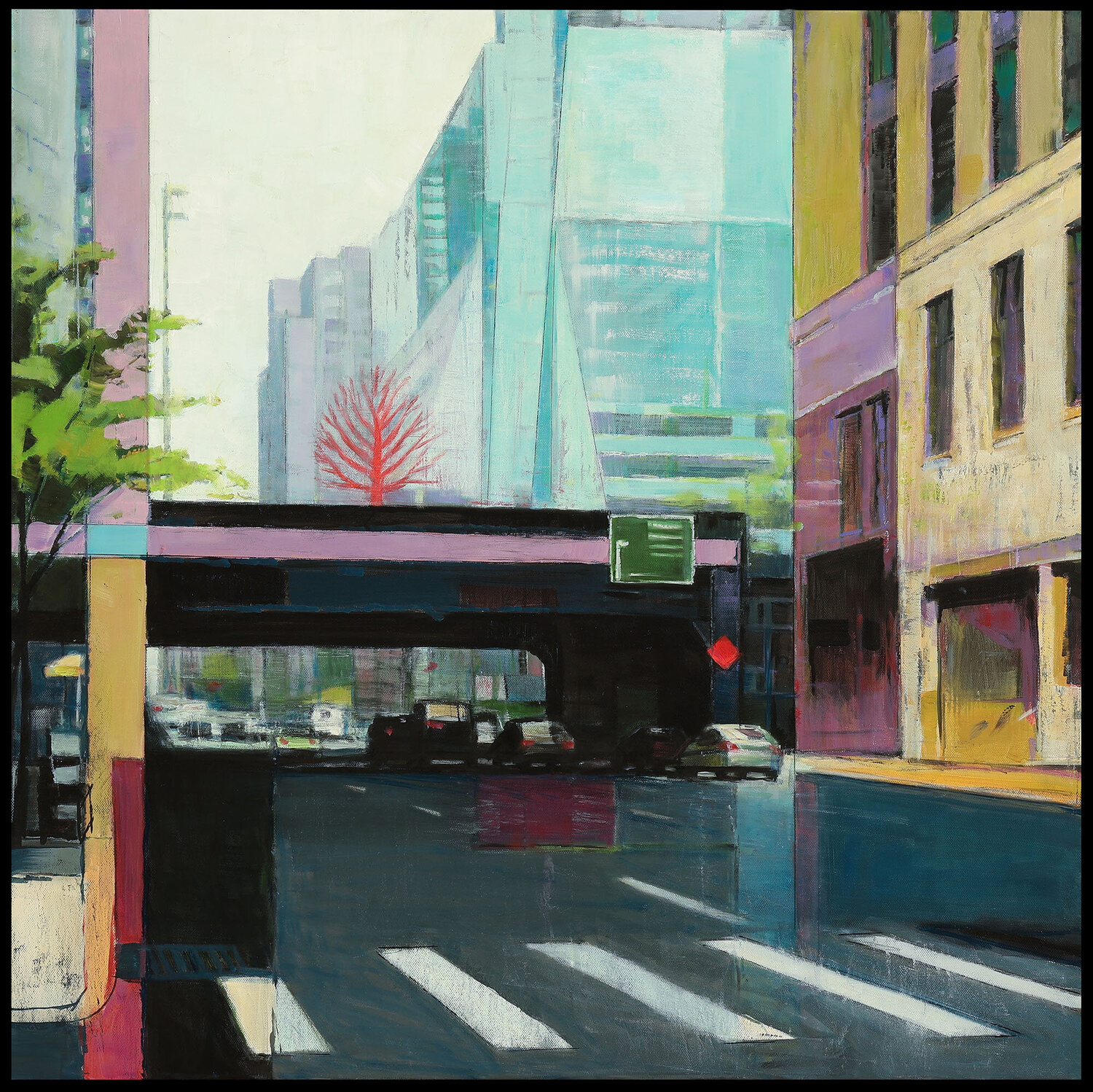 Red Heartbeat of the City Bo Kravchenko Original painting for sale
