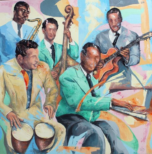 Détente de jazz by Jean-Luc Lopez, Painting for Sale on Select