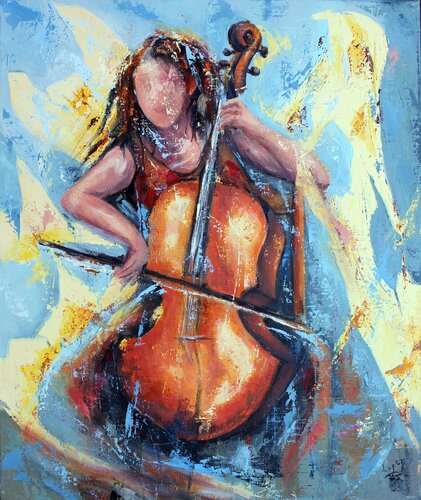 Violoncelle by Jean-Luc Lopez, Painting for Sale on Select