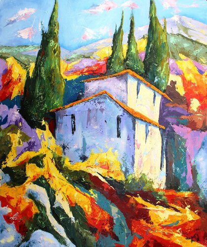 Mas aux cyprés by Jean-Luc Lopez, Painting for Sale on Select