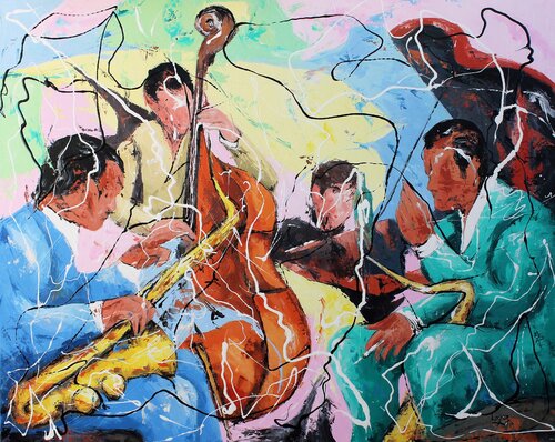 Conseils de jazz by Jean-Luc Lopez, Painting for Sale on Select
