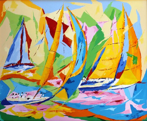 422 Voiles de vent by Jean-Luc Lopez, Painting for Sale on Select