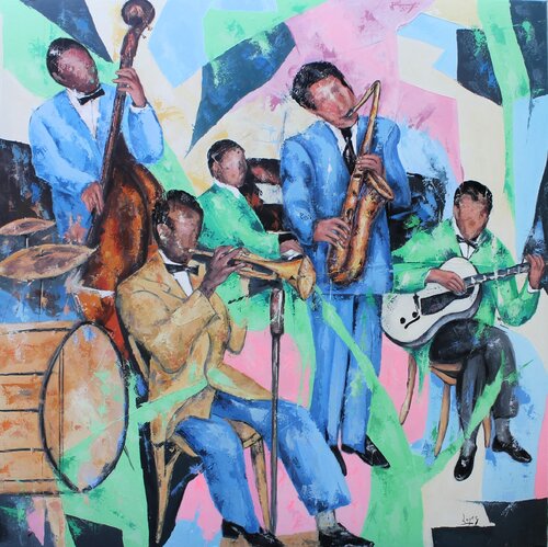 1643 Quintet de jazz by Jean-Luc Lopez, Painting for Sale on Select