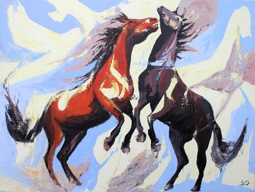 Danse d'étalons by Jean-Luc Lopez, Painting for Sale on Select