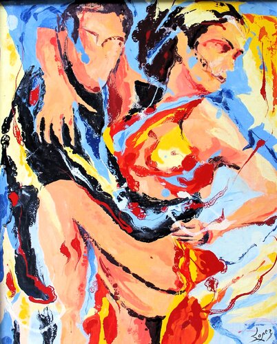 855 Tango enlacé by Jean-Luc Lopez, Painting for Sale on Select