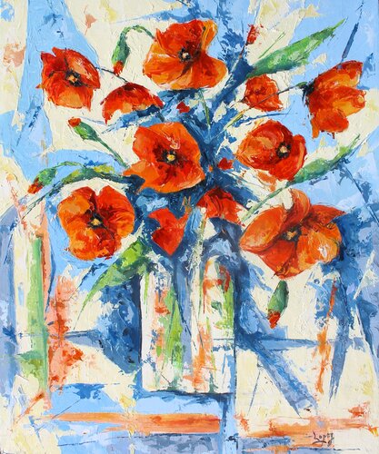 Bouquet de coquelicots by Jean-Luc Lopez, Painting for Sale on Select