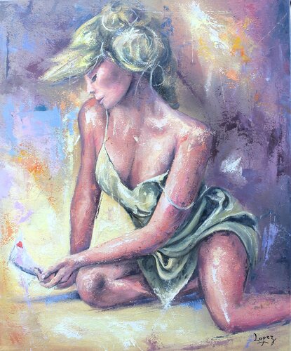 La lettre d'amour by Jean-Luc Lopez, Painting for Sale on Select