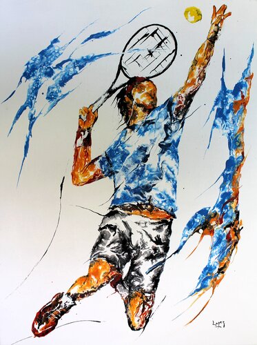 Service volée au tennis by Jean-Luc Lopez, Painting for Sale on Select