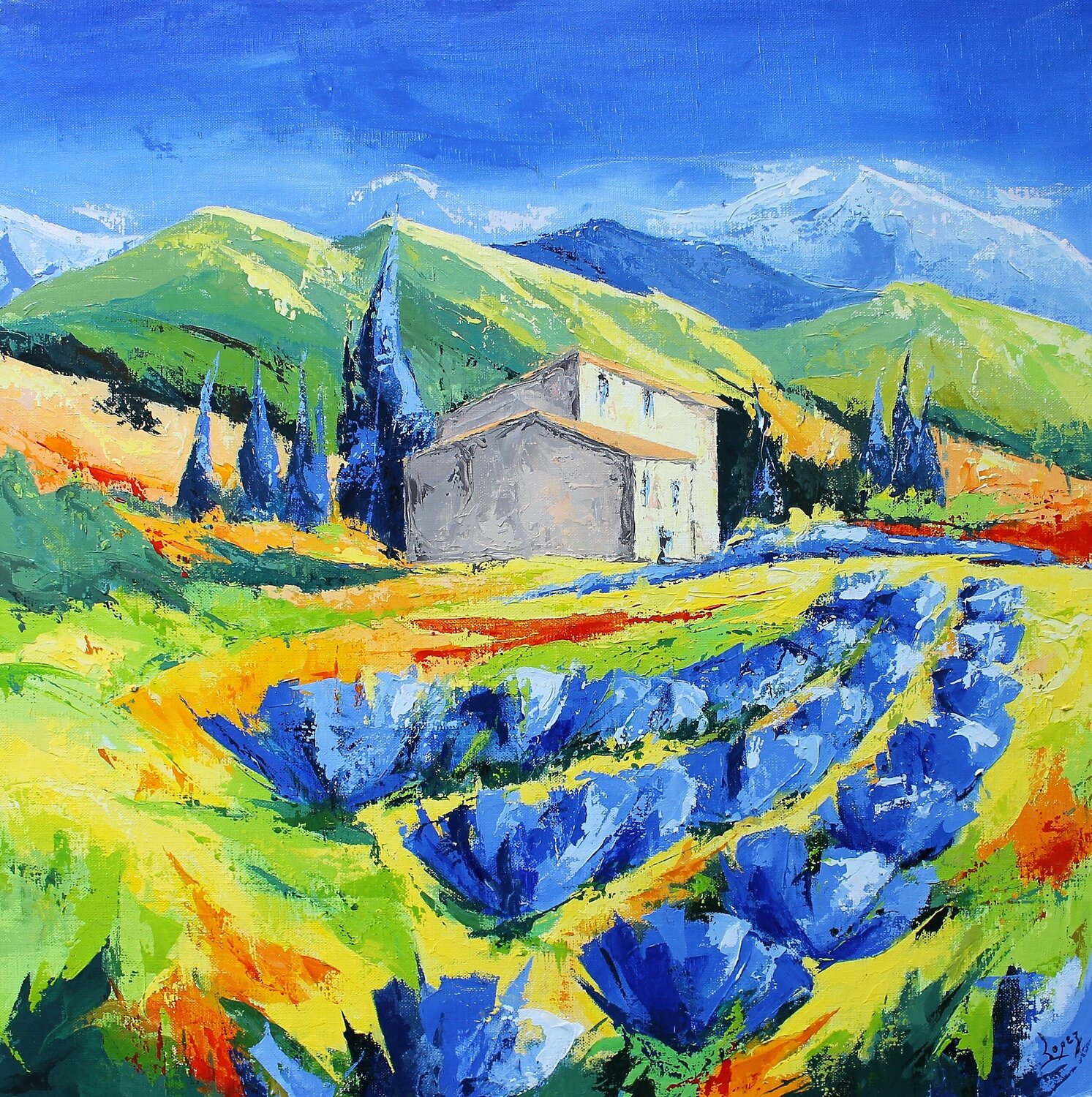 Mas aux lavandes Jean-Luc Lopez Original painting for sale