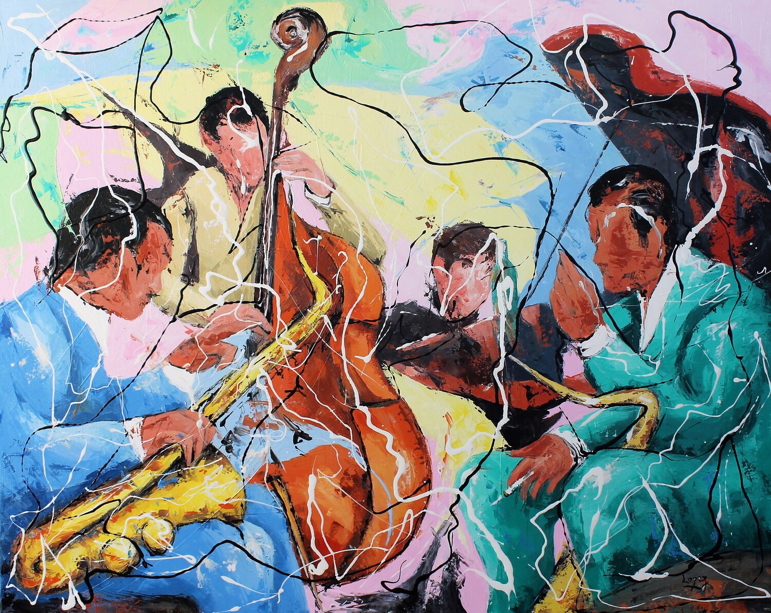 Conseils de jazz Jean-Luc Lopez Original painting for sale