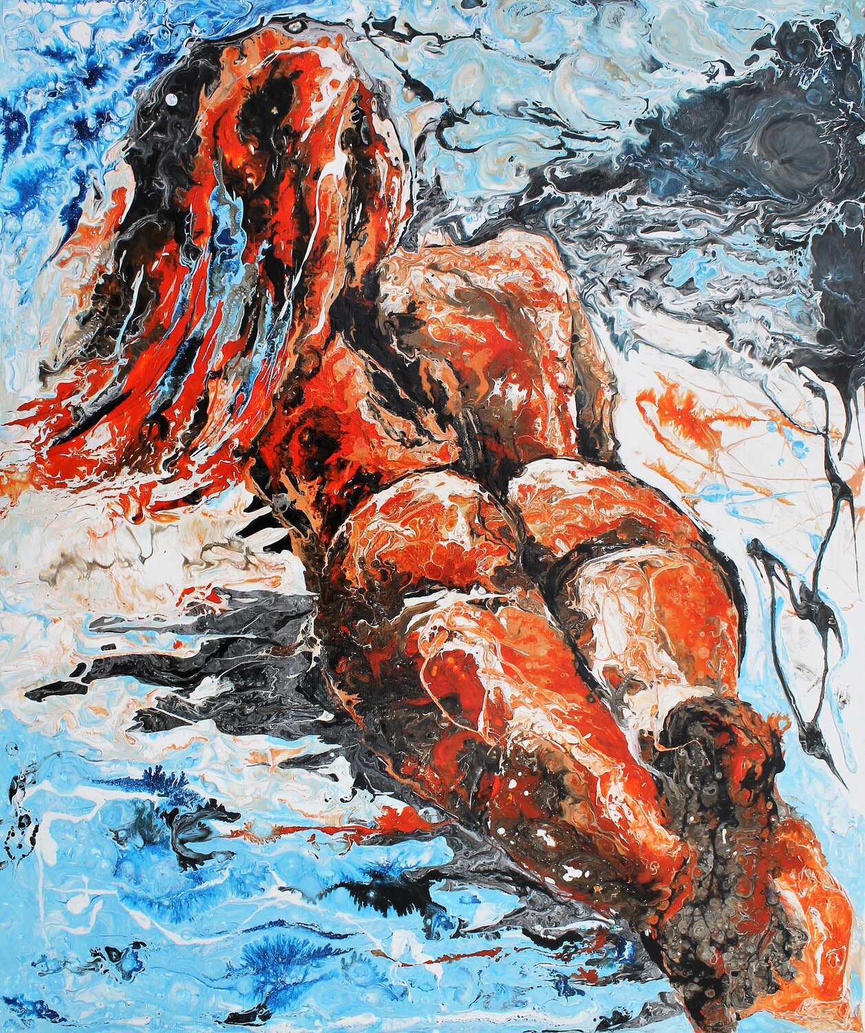 Allongée sur le sable blanc Jean-Luc Lopez Original painting for sale