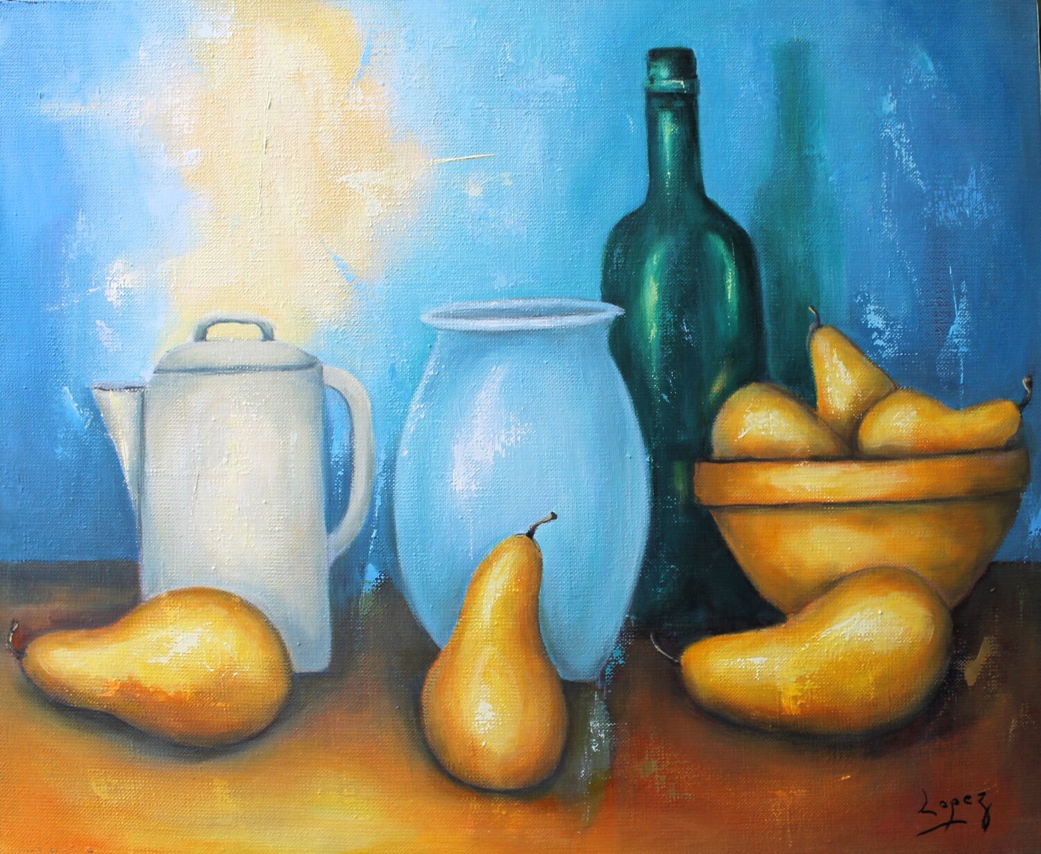 Jeu de poires Jean-Luc Lopez Original painting for sale