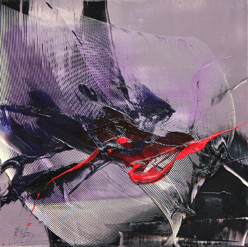 Référence M 45 - Huile sur toile 50x50cm avec caisse américaine blanche by Jean Soyer, Painting for Sale on Select