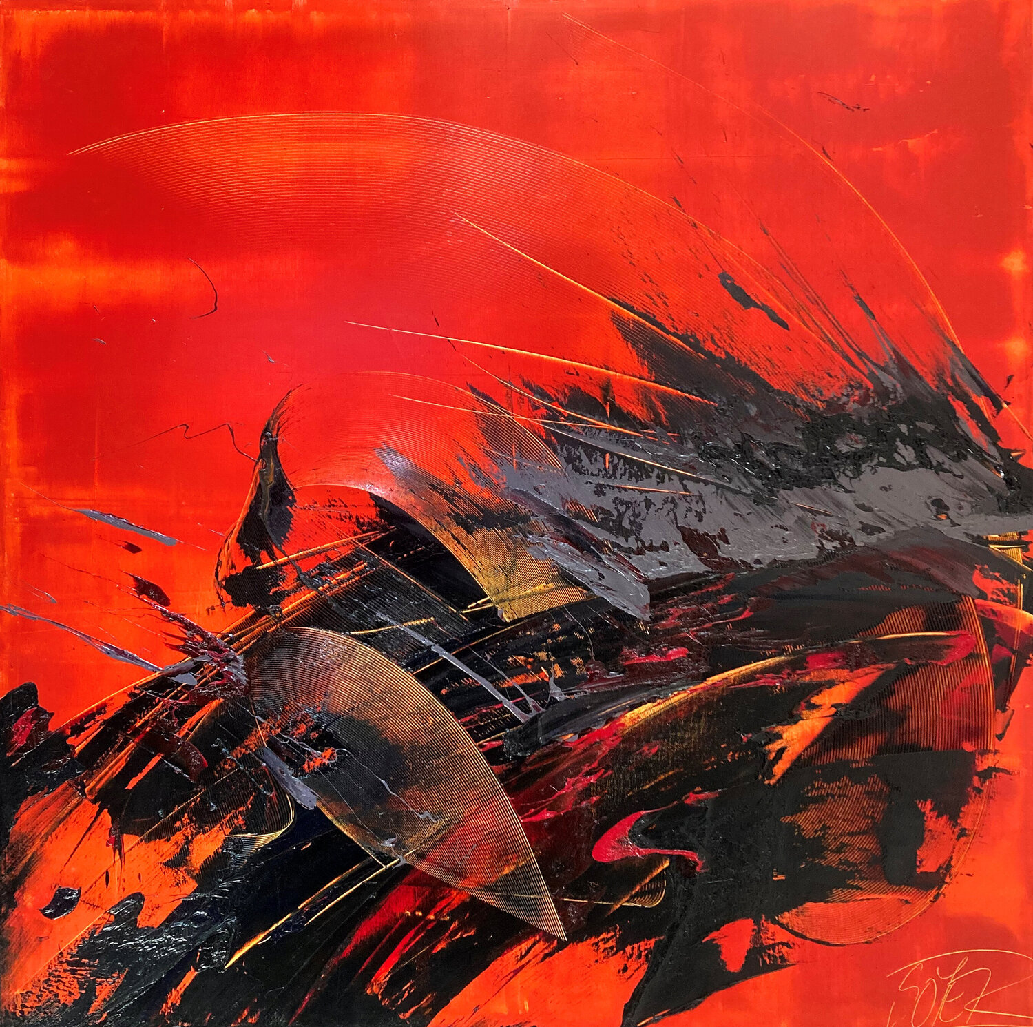 Référence A 24 - Huile sur toile 120x120cm Jean Soyer Original painting for sale