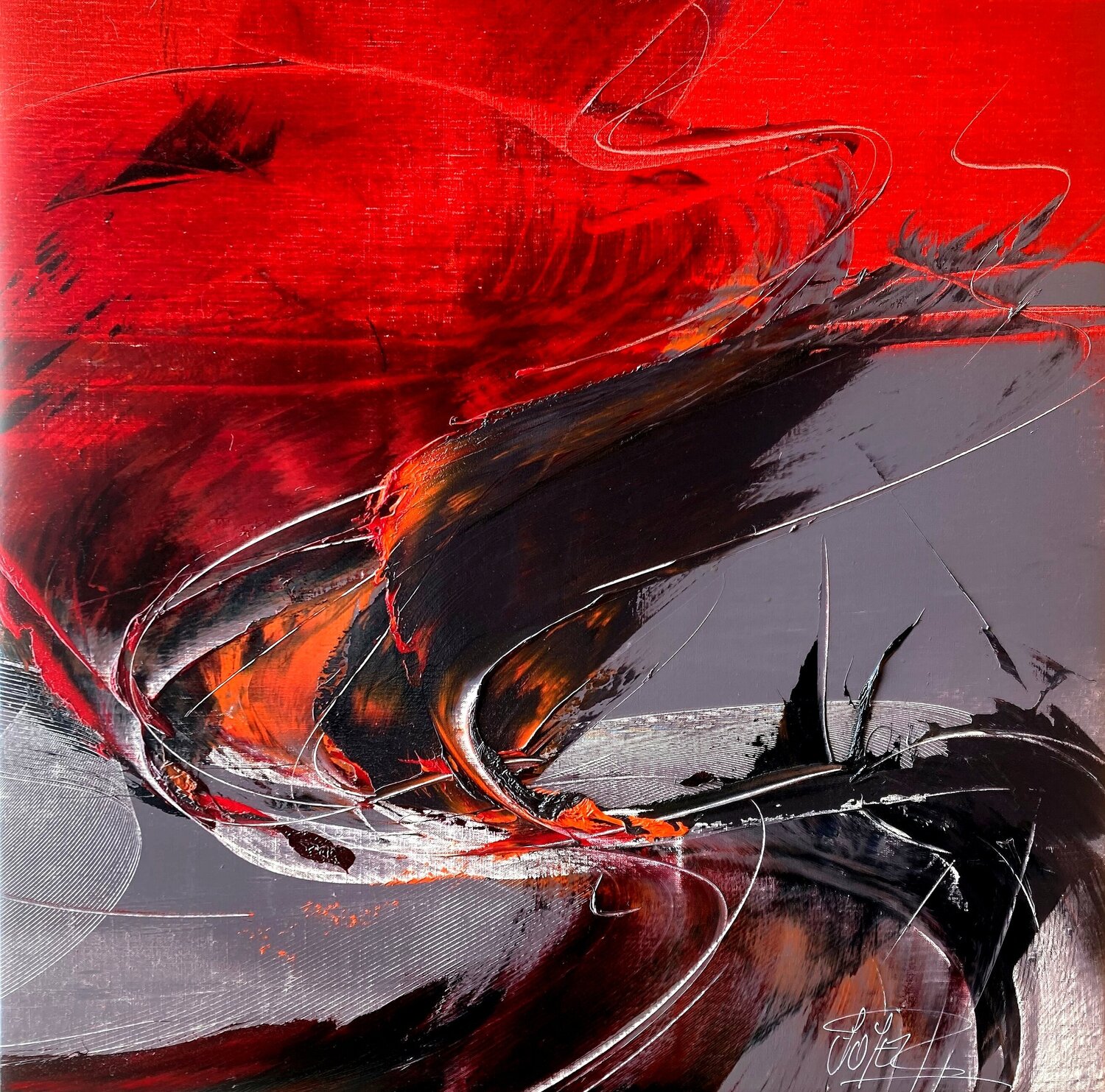 Référence S 205 - Huile sur toile 80x80cm Jean Soyer Original painting for sale