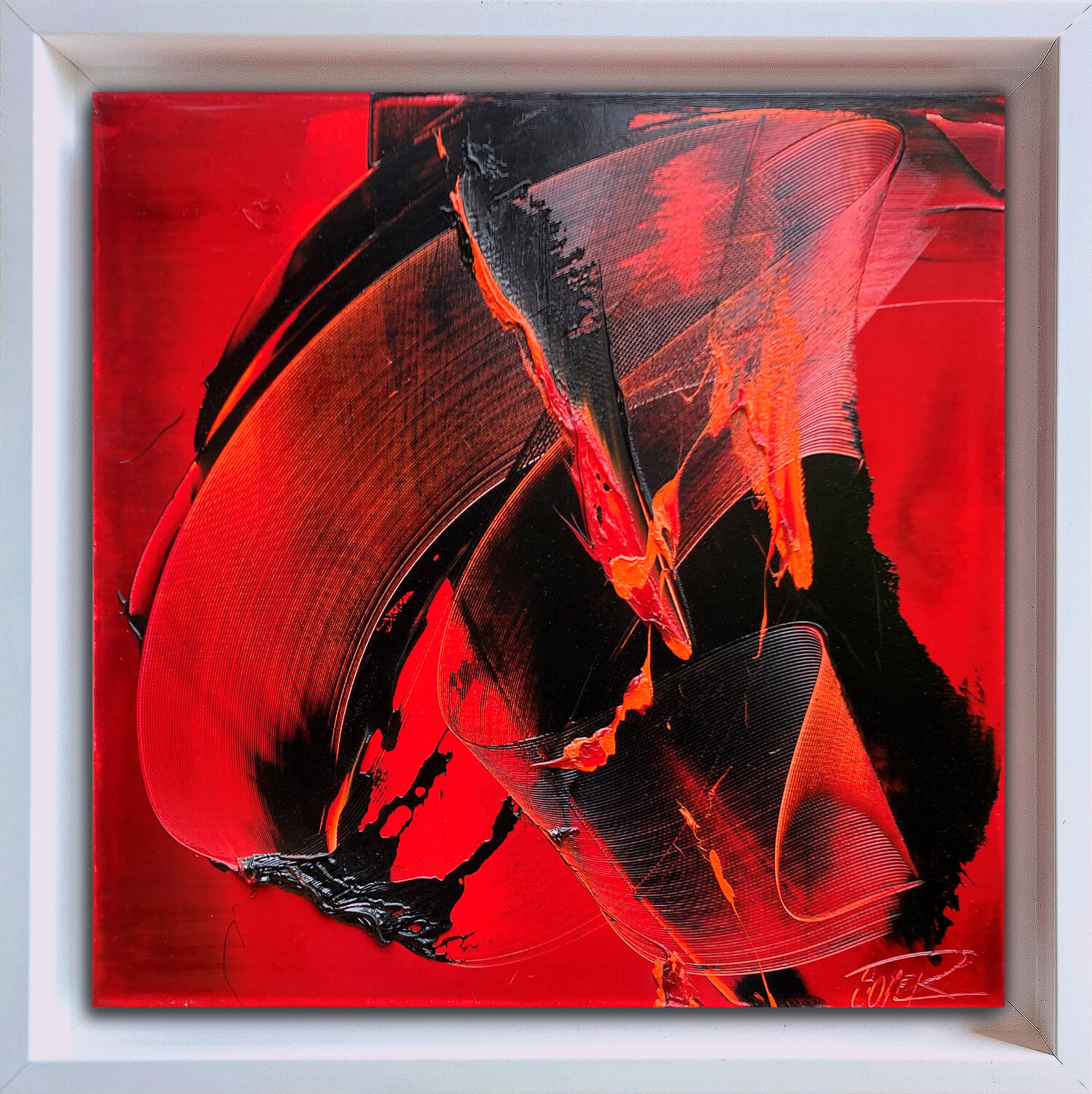 Référence E 131 - Huile sur toile 50x50cm encadrée caisse américaine blanche Jean Soyer Original painting for sale
