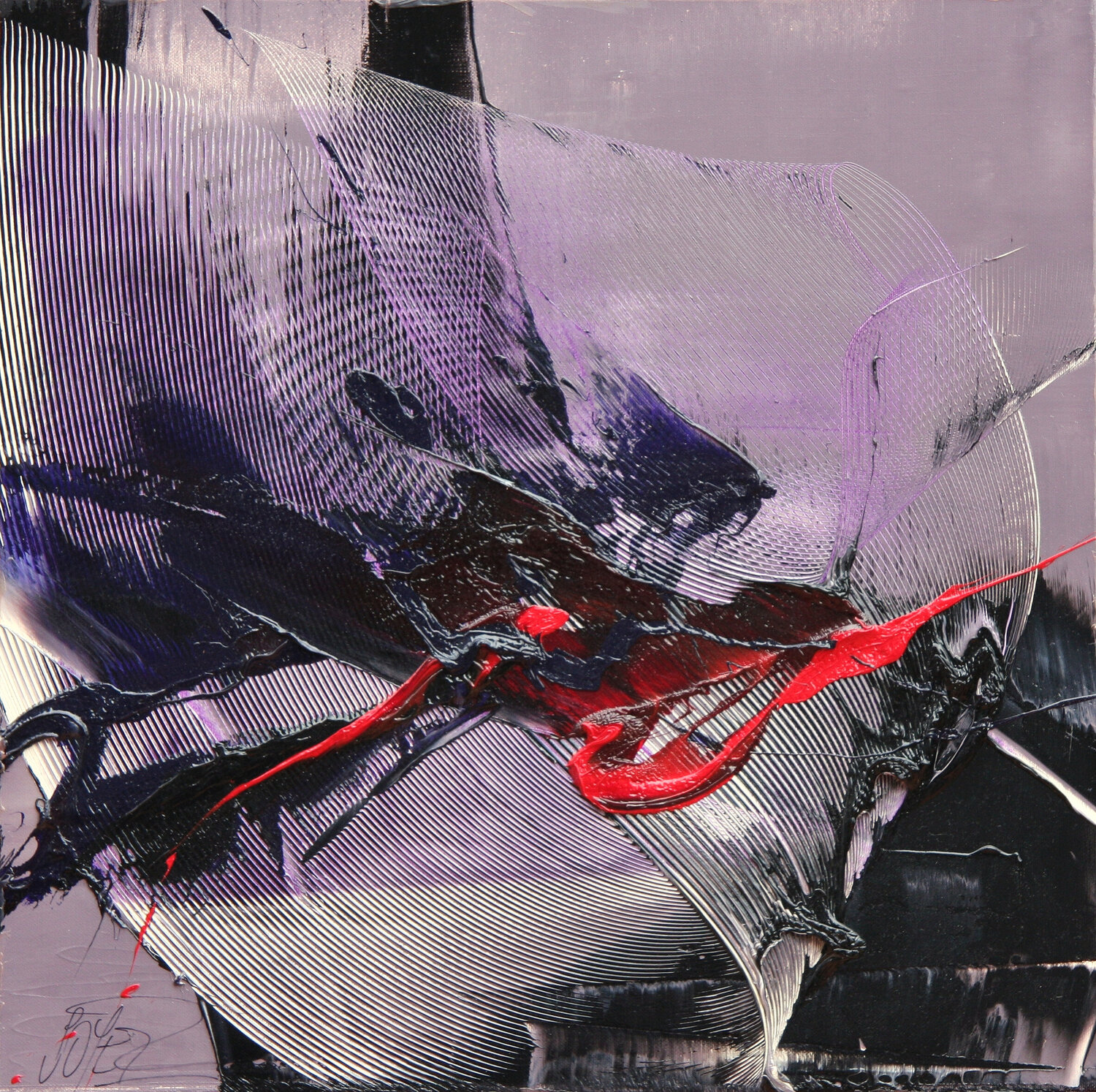 Référence M 45 - Huile sur toile 50x50cm avec caisse américaine blanche Jean Soyer Original painting for sale