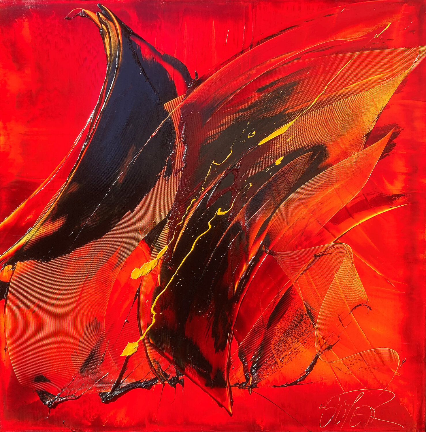 Réf. E 30 - Huile sur toile 100x100cm Jean Soyer Original painting for sale