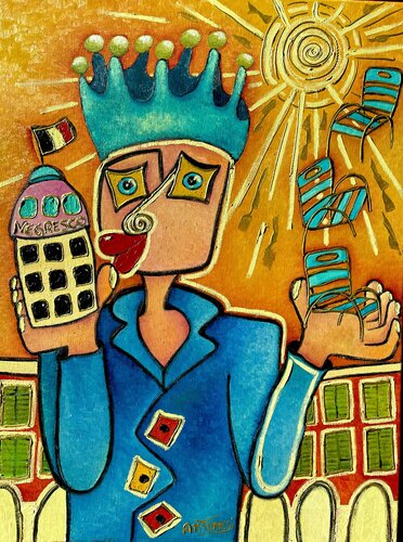 ROYALEMENT NIÇOIS  Le carnaval by Anne-Marie Torrisi, Painting for Sale on Select