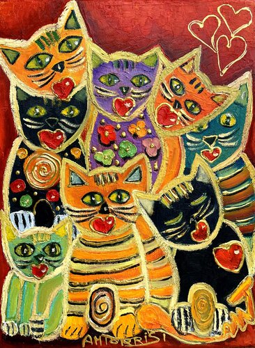 HISTOIRE DE CHATS by Anne-Marie Torrisi, Painting for Sale on Select