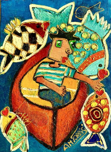LE PÊCHEUR by Anne-Marie Torrisi, Painting for Sale on Select