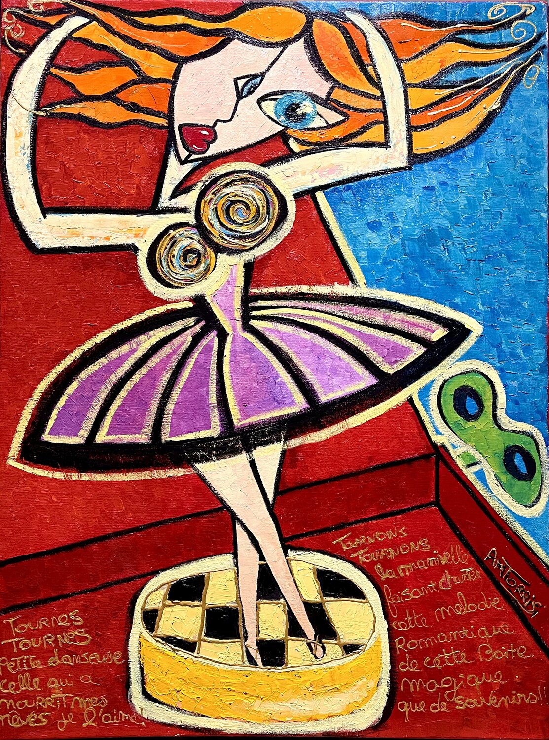 LA BOITE A MUSIQUE Anne-Marie Torrisi Original painting for sale