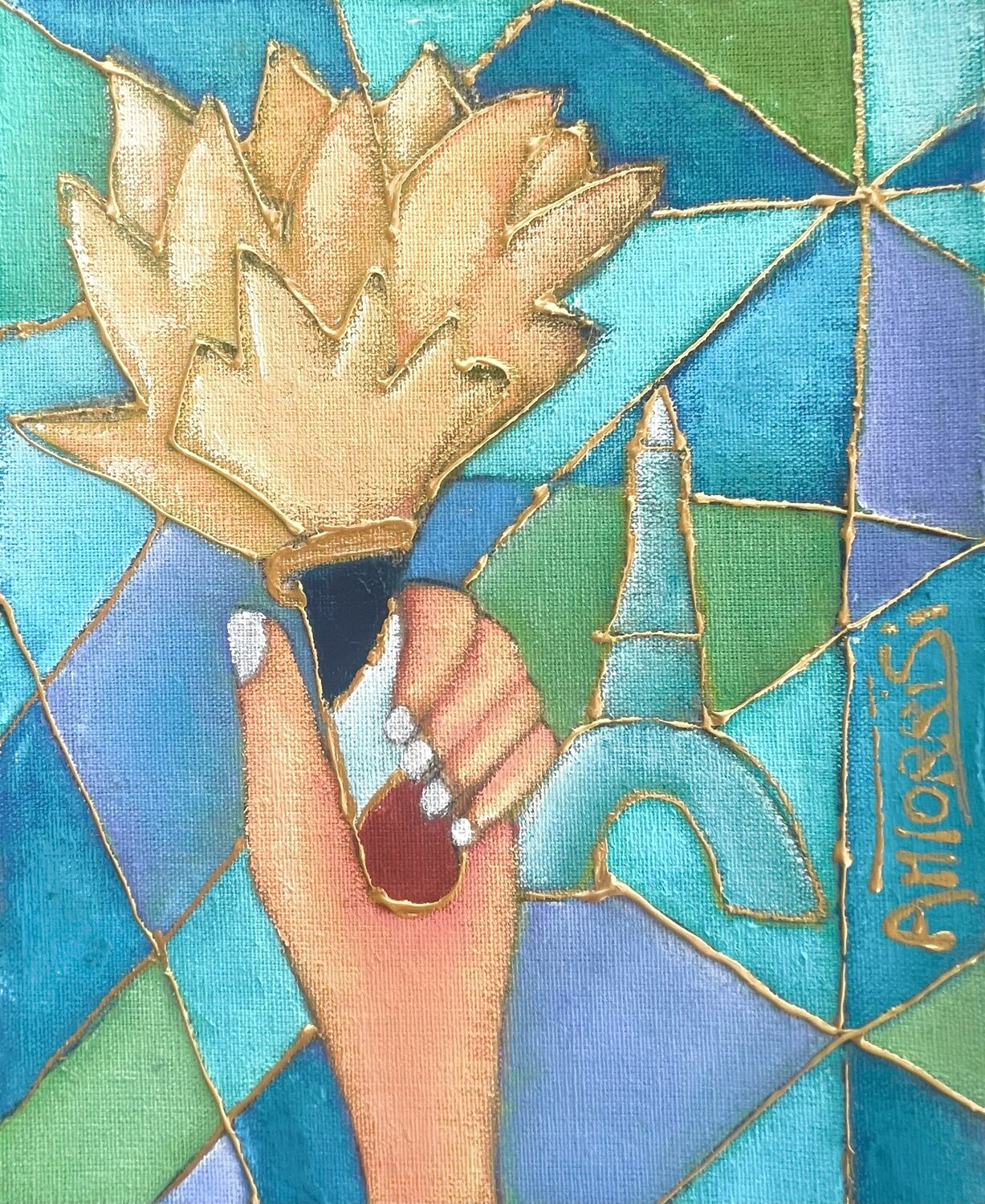 LA FLAMME Anne-Marie Torrisi Original painting for sale