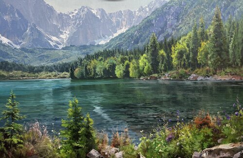 Lake of Emeralds by Emil Kasymov, Painting for Sale on Select
