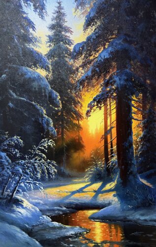 Golden Winter by Emil Kasymov, Painting for Sale on Select