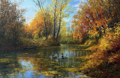 Floating Together by Emil Kasymov, Painting for Sale on Select
