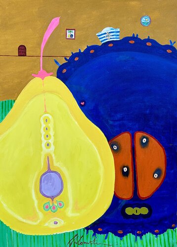 Cactus of the High Seas with His Life Partner by Shlomit Aharonovitch, Painting for Sale on Select