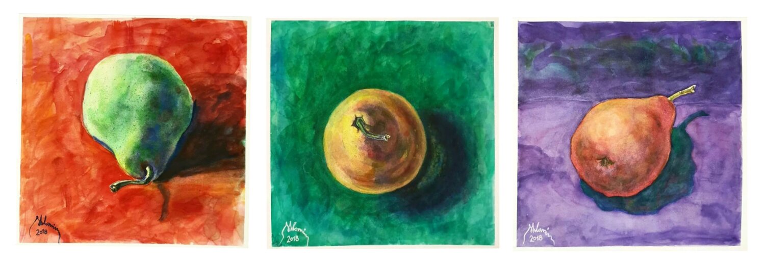 Pear Morning. Pear Day. Pear Evening. Shlomit Aharonovitch Originalgemälde zu verkaufen