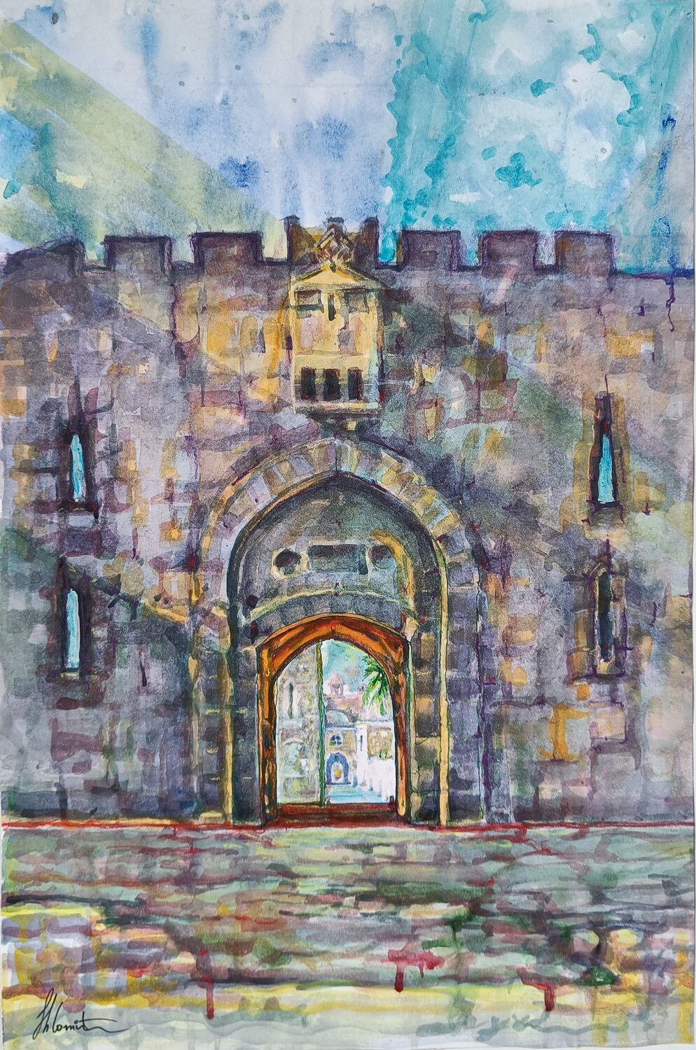 Gates of Jerusalem Shlomit Aharonovitch Original painting for sale