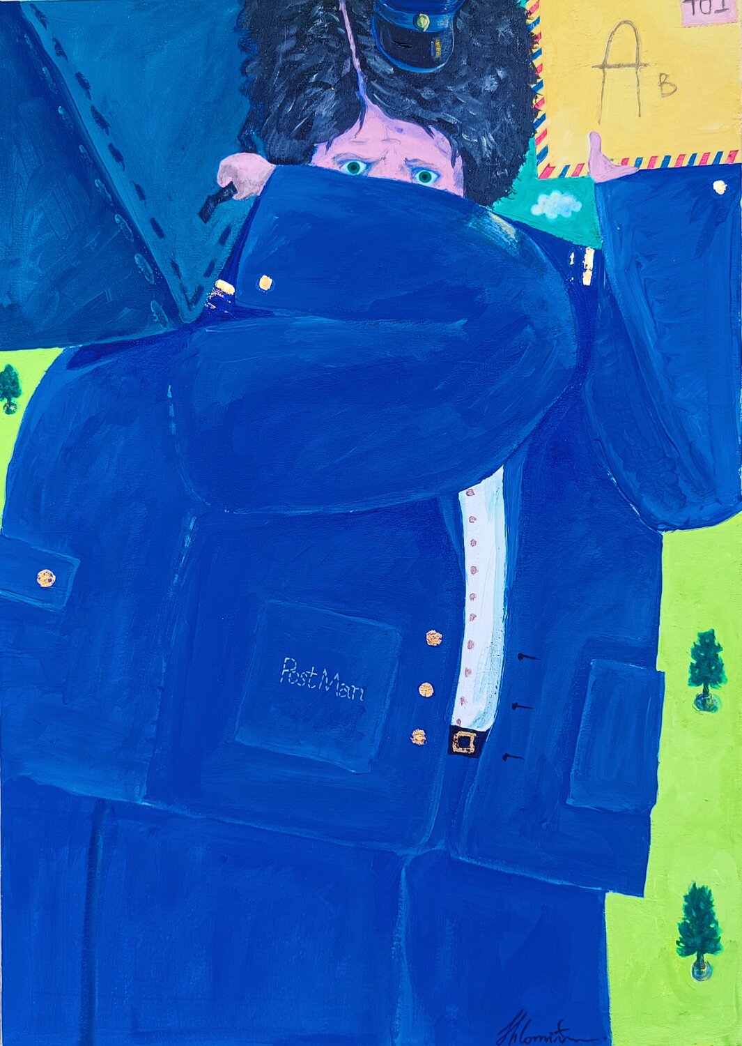 Postman Shlomit Aharonovitch Original painting for sale