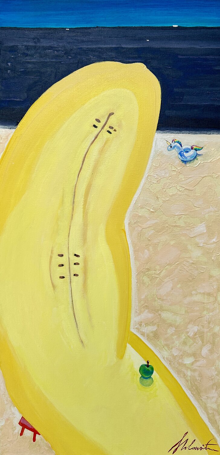 On the Black Sea Beach Shlomit Aharonovitch Original painting for sale