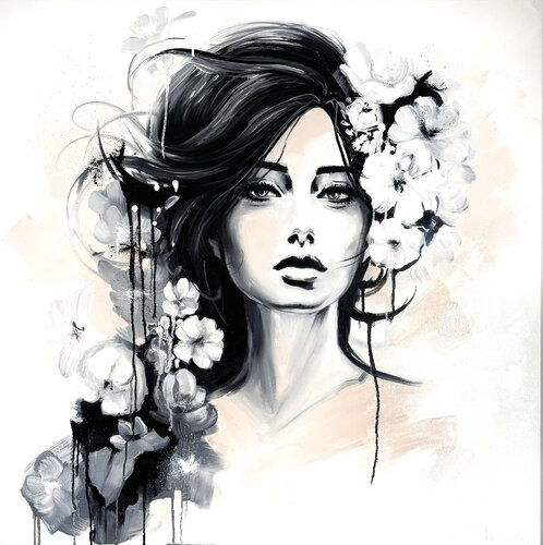 Portrait of a girl with flowers by Elena Ivaniuk, Painting for Sale on Select