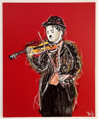 CHARLOT ET SON VIOLON by Mr Mindwash, Painting for Sale on Select