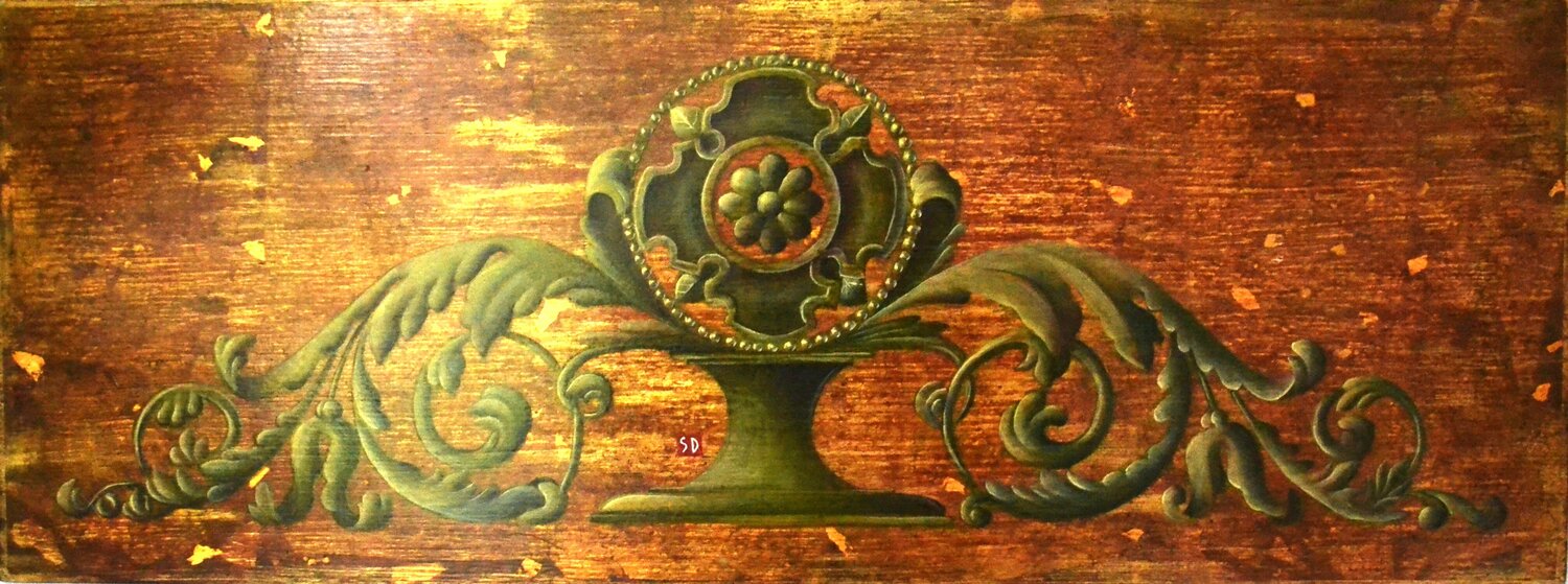 "Boiserie Jade et Or" Sophie Duplain Original painting for sale