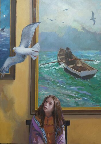 Au musée. by James MacKeown, Painting for Sale on Select