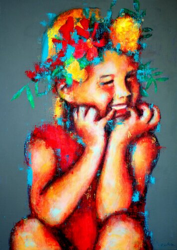 L'enfant fleur by Pascale White, Painting for Sale on Select