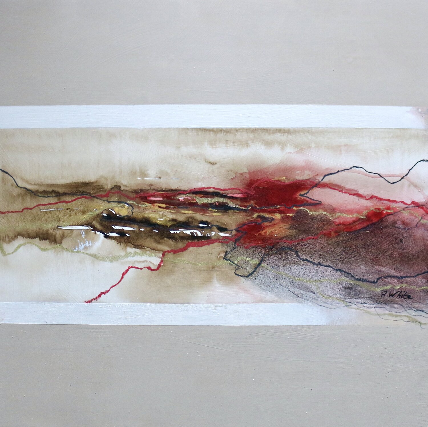 Encres noires et rouges Pascale White Original painting for sale