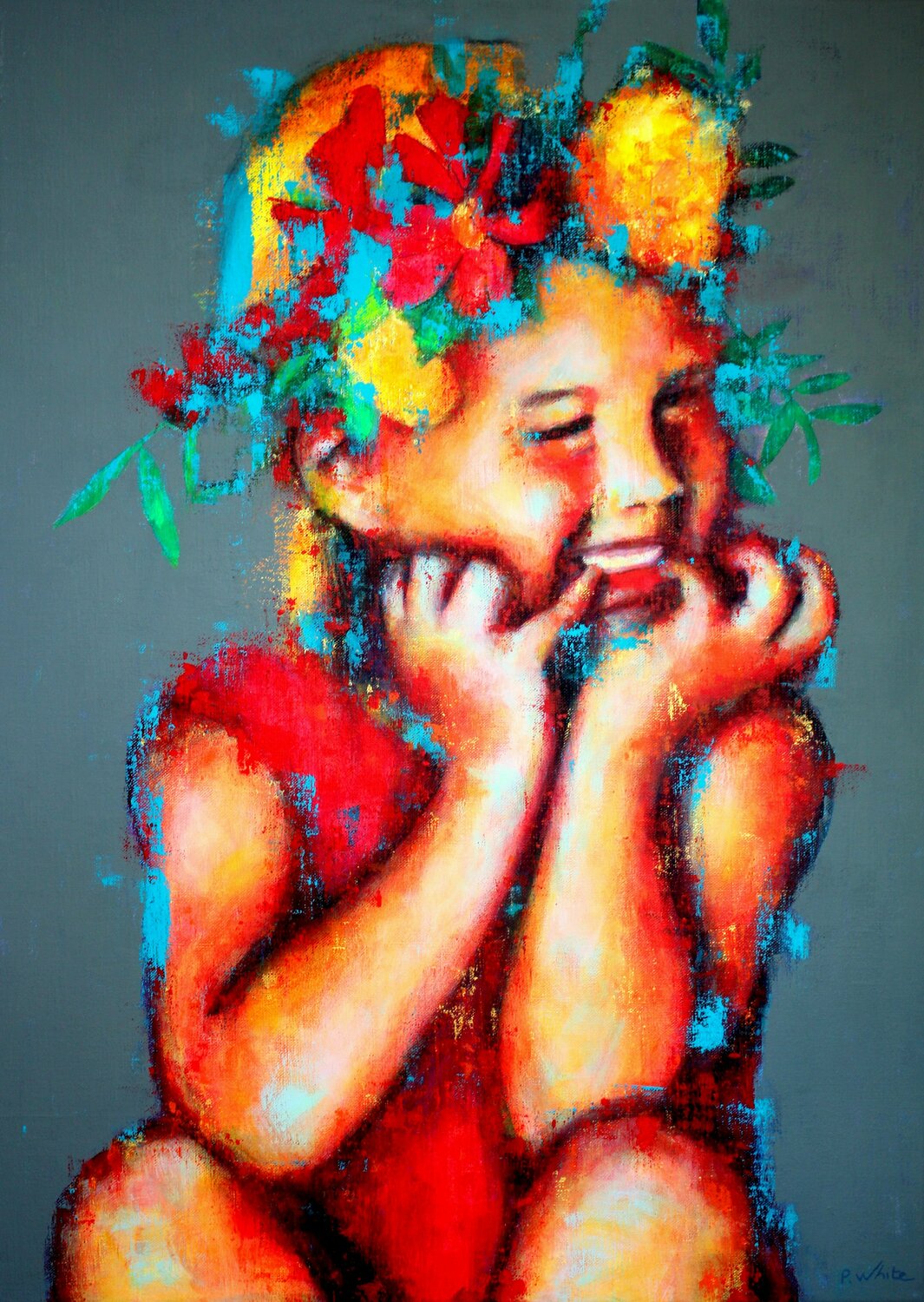 L'enfant fleur Pascale White Original painting for sale
