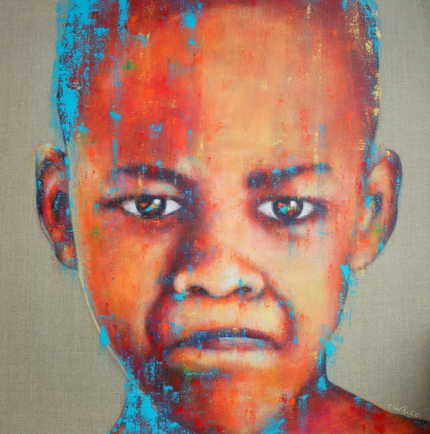 Kid pouting Pascale White Original painting for sale