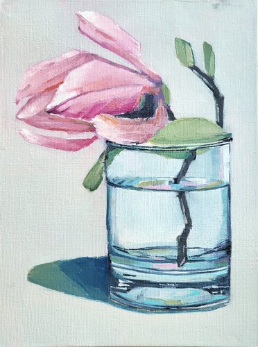 Blüte im Glas, Stillleben by Diana Krinninger, Painting for Sale on Select