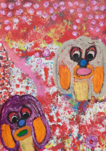 2 Sweeties im Garten by Kaweh Agah, Painting for Sale on Select
