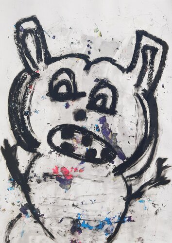 Dunkler Teddy hat Angst by Kaweh Agah, Painting for Sale on Select