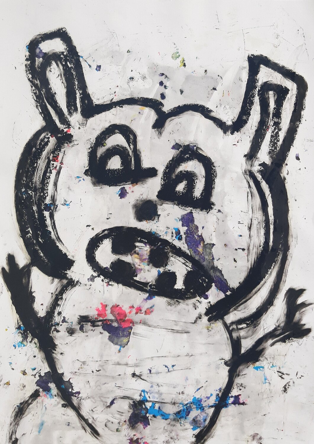Dunkler Teddy hat Angst Kaweh Agah Original painting for sale